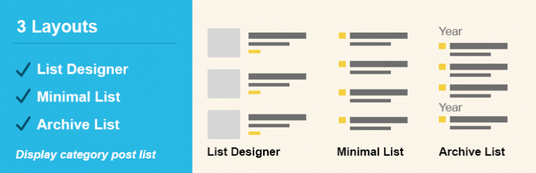 Posts List Designer by Category – List Category Posts Or Recent Posts