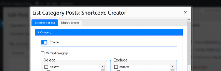 GUI for List Category Posts