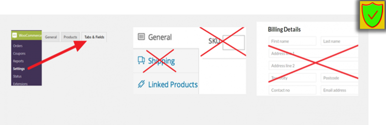 Remove tabs and fields from WooCommerce