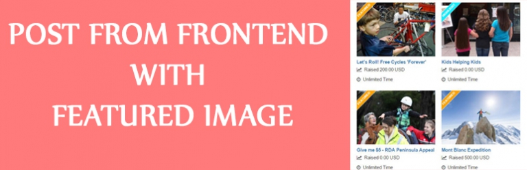Insert post from front-end with featured image