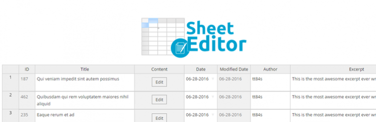 WordPress Editable Posts Table for the Frontend