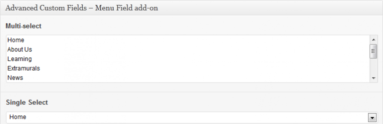 Advanced Custom Fields – Menu Field add-on